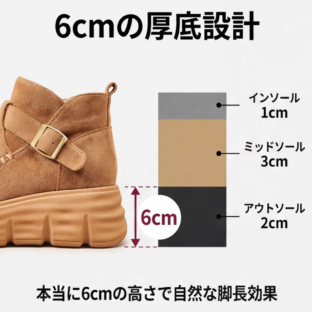 AUREMI™ - 軽量スエード厚底ブーツ（6cmヒールアップ）