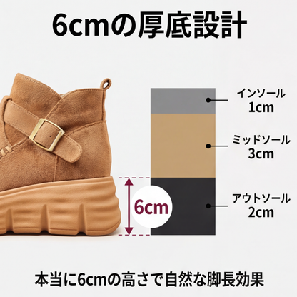 AUREMI™ - 軽量スエード厚底ブーツ（6cmヒールアップ）