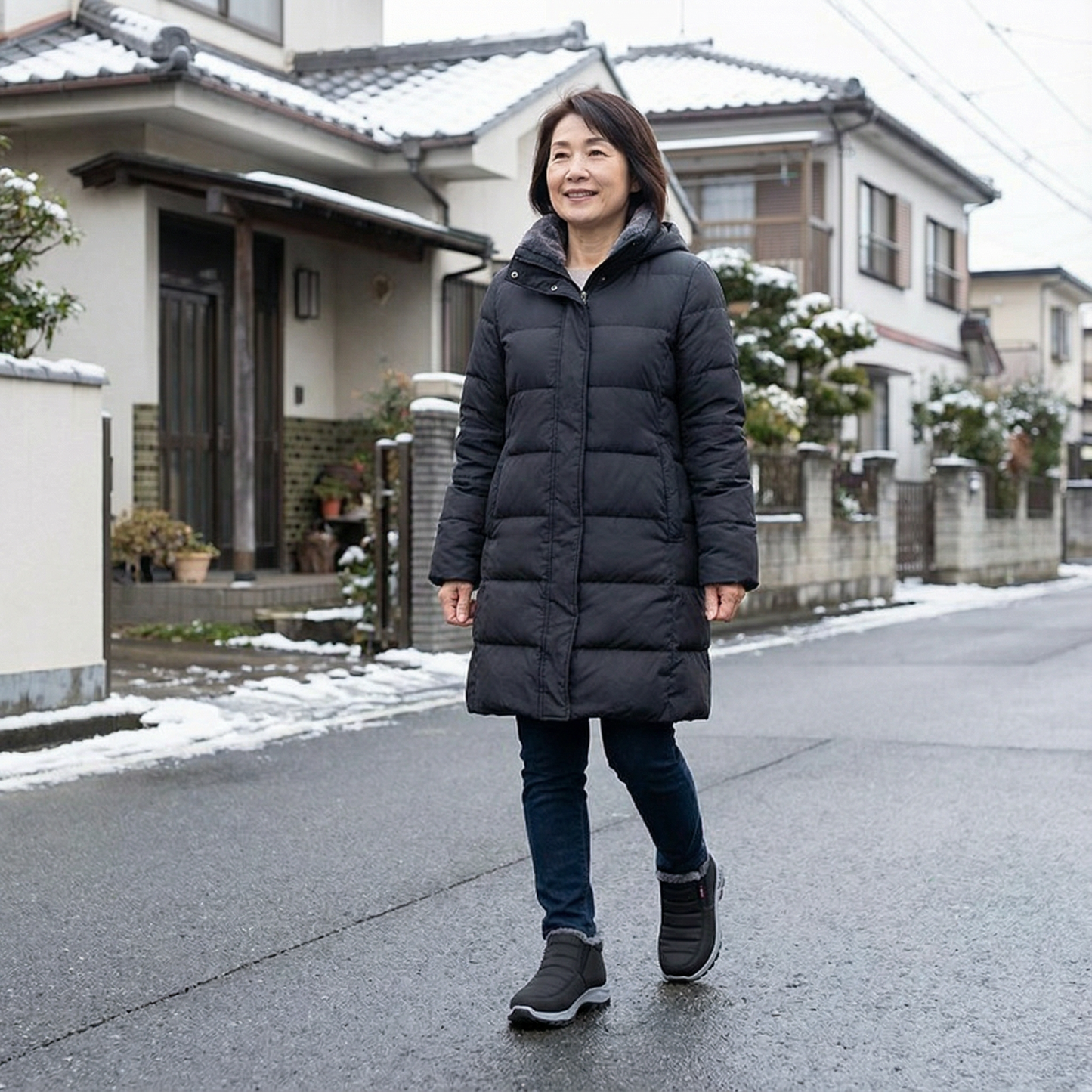 AUREMI™ 裏ボア防寒スリッポン（5E幅広・滑り止め）