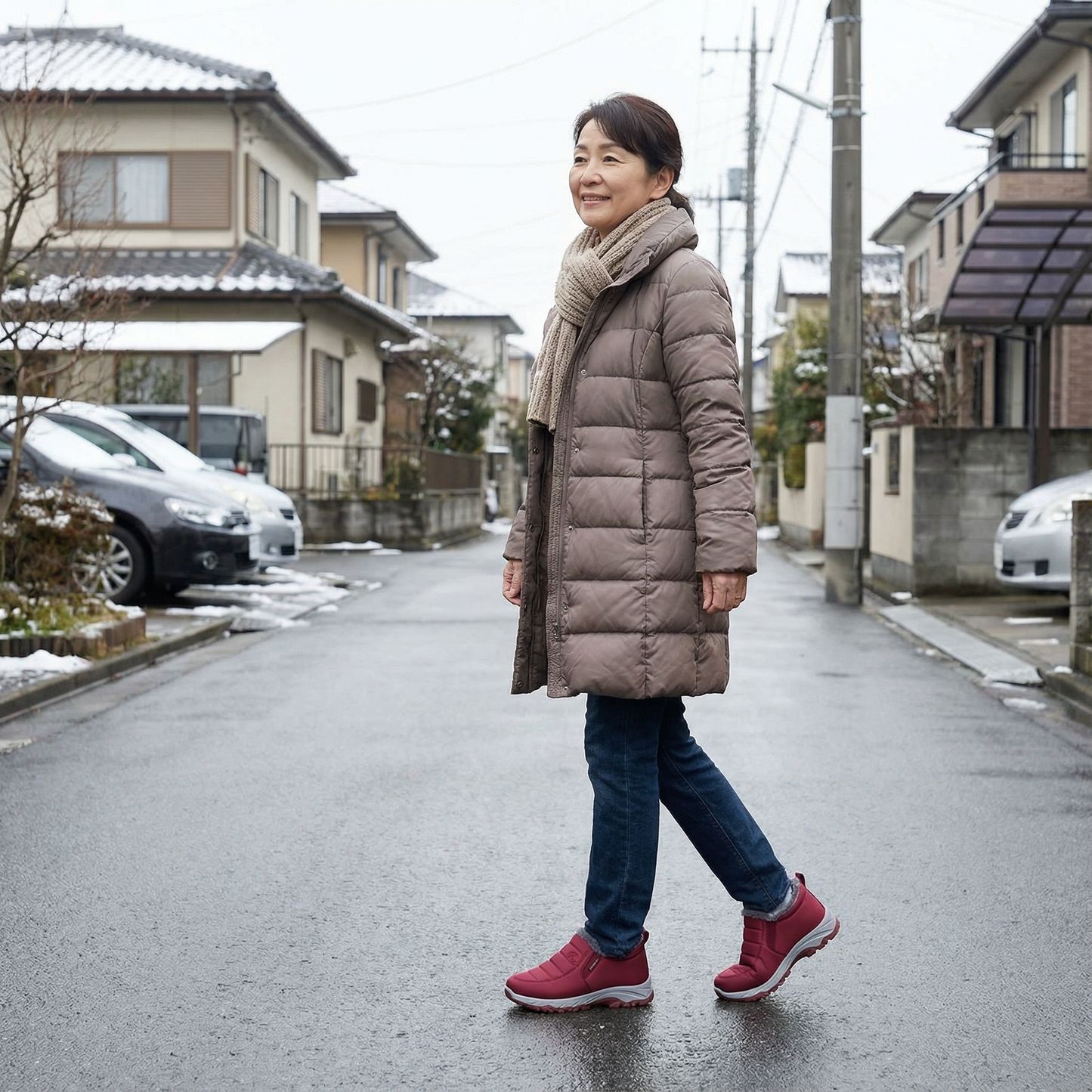 AUREMI™ 裏ボア防寒スリッポン（5E幅広・滑り止め）