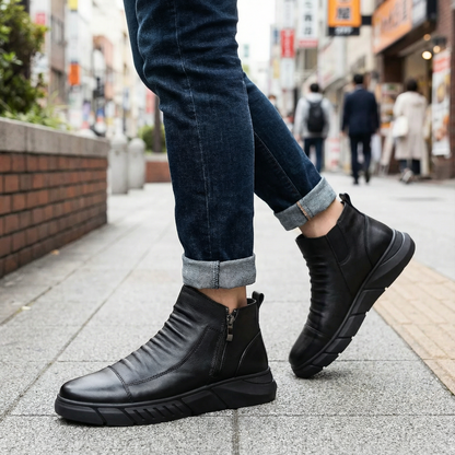 AUREMI™ 牛革サイドジップブーツ（メンズ）