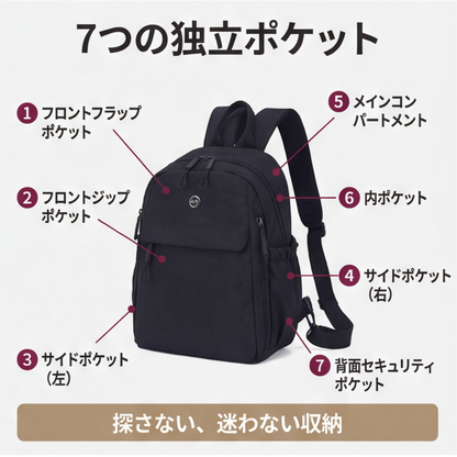 AUREMI™ 軽量マルチポケットバックパック