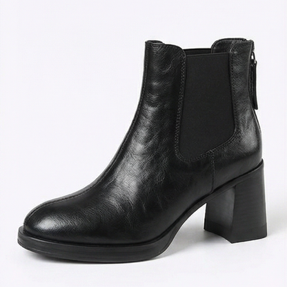 AUREMI™ チャンキーヒール チェルシーブーツ（7.5cm美脚ヒール）