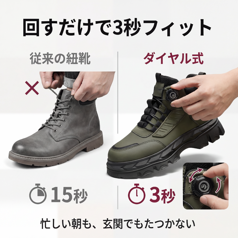 AUREMI™ ダイヤルブーツ（厚底・メンズ)