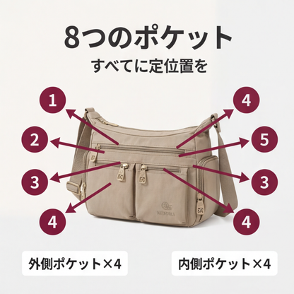AUREMI™ マルチポケット 軽量ショルダーバッグ