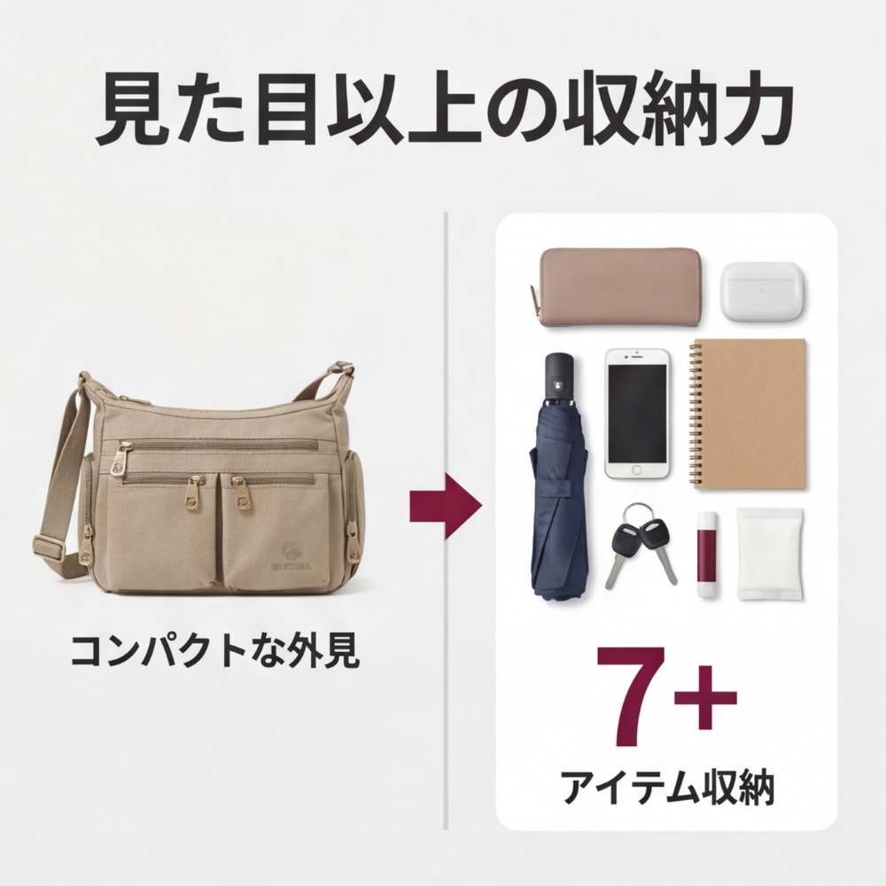 AUREMI™ マルチポケット 軽量ショルダーバッグ