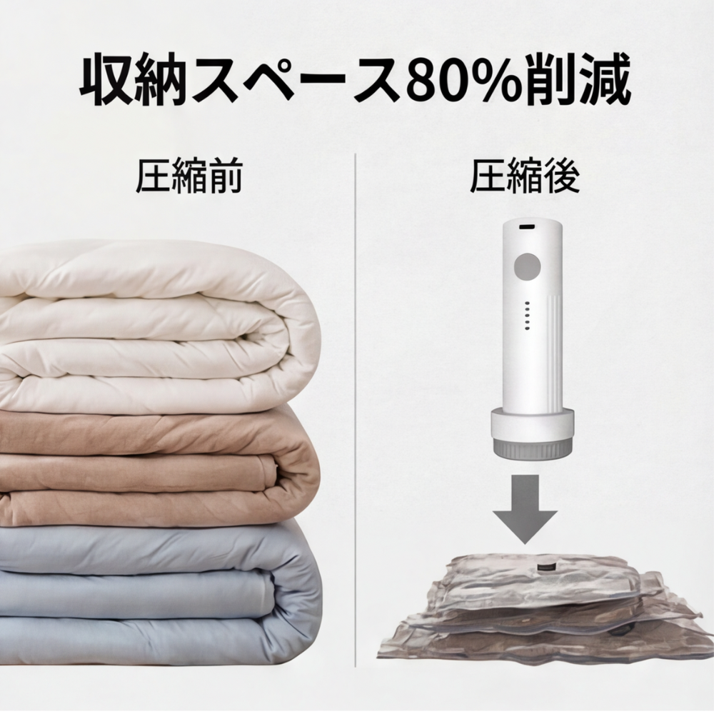 AUREMI™ 真空圧縮バッグセット（電動ポンプ付き）（6個入り）