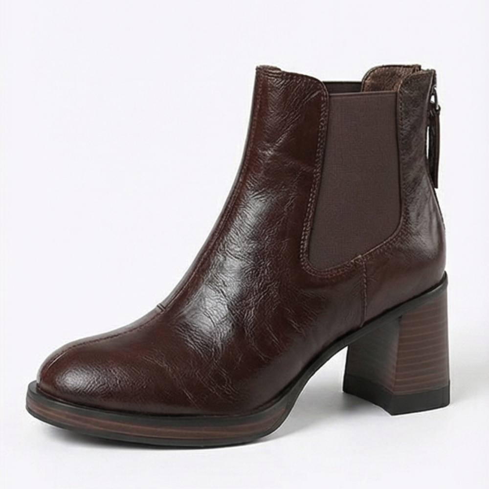 AUREMI™ チャンキーヒール チェルシーブーツ（7.5cm美脚ヒール）