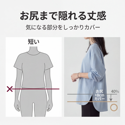 AUREMI™ ボディラインをカバー ルーズシルエット トップス