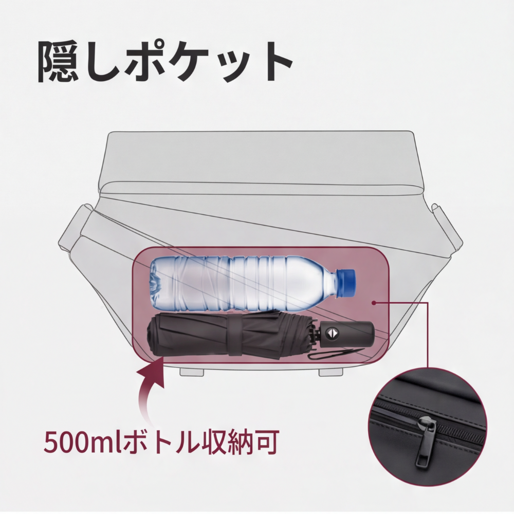 AUREMI™ 大容量メンズスリングバッグ（隠しポケット付き）