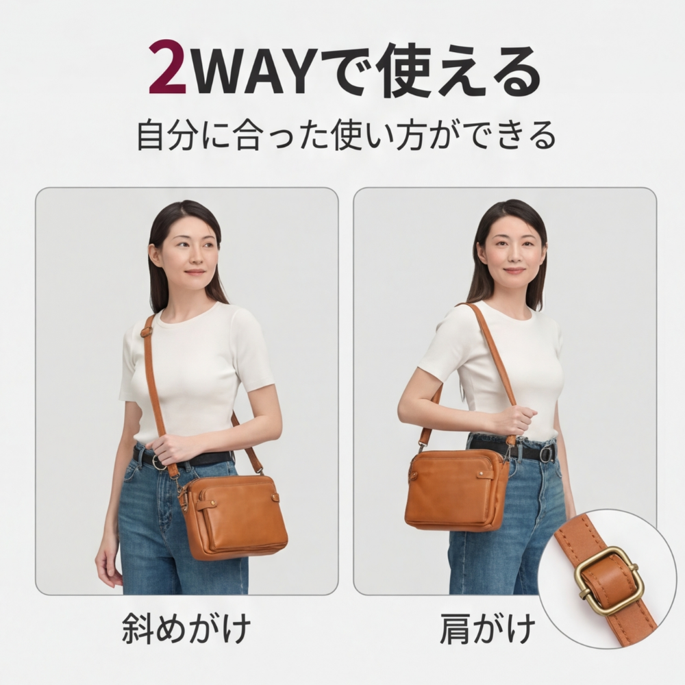 AUREMI™ 3区画ショルダーバッグ（ウォレット内蔵）