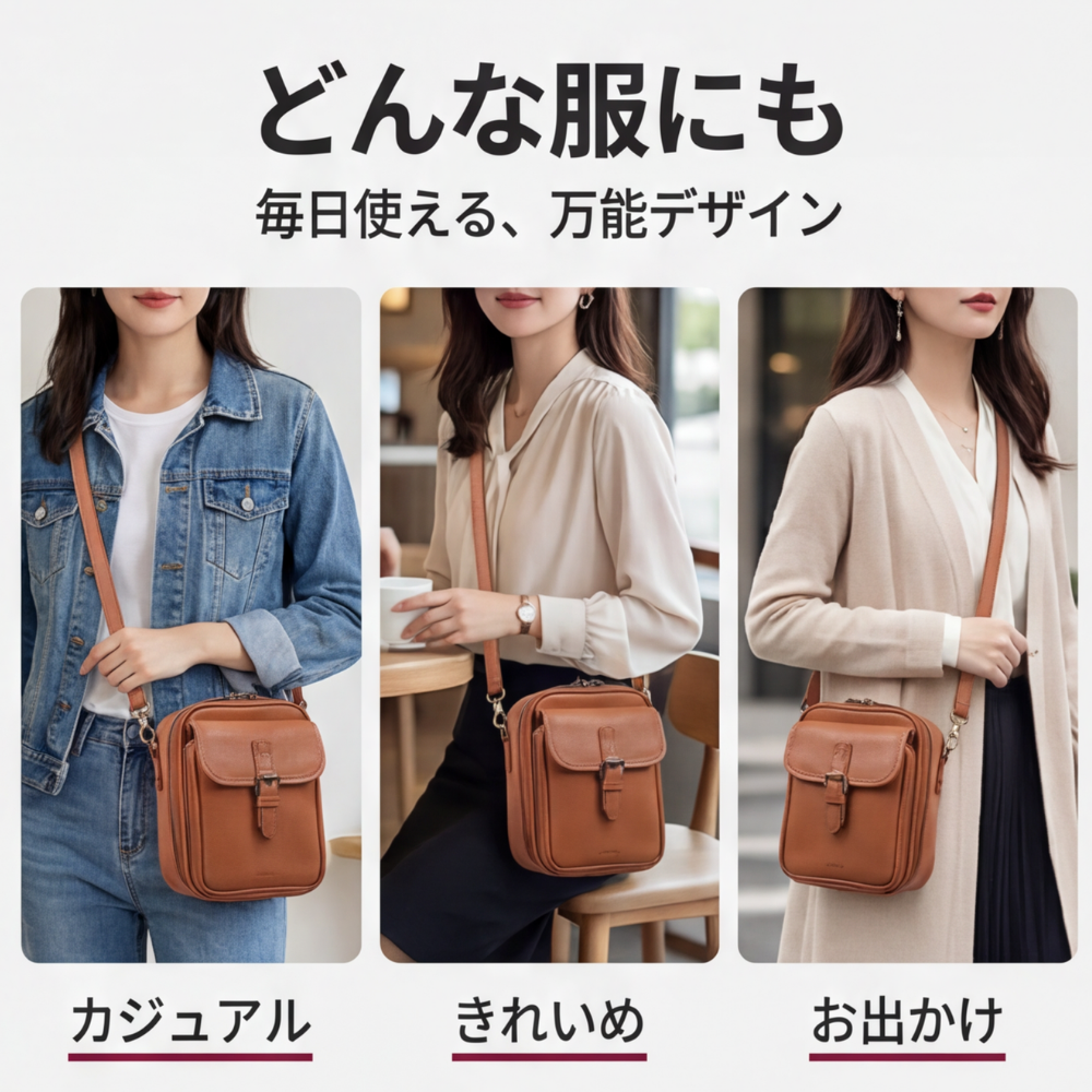 AUREMI™ 3層収納ショルダーバッグ