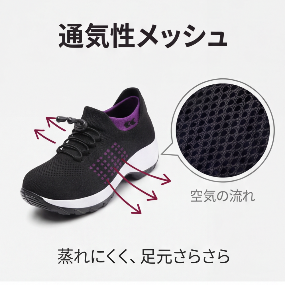 AUREMI™ 厚底エアクッション ウォーキングシューズ