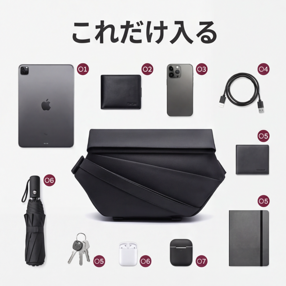 AUREMI™ 大容量メンズスリングバッグ（隠しポケット付き）
