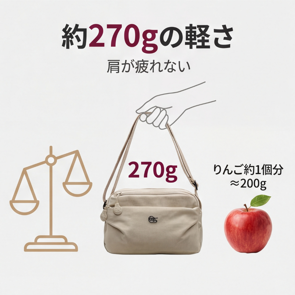 AUREMI™ 軽量ナイロンショルダーバッグ（マルチポケット）
