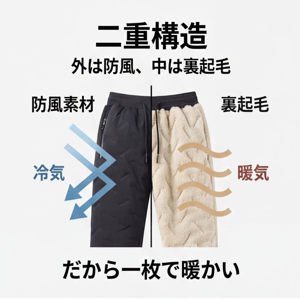 AUREMI™ 裏起毛防寒パンツ（防風タイプ）