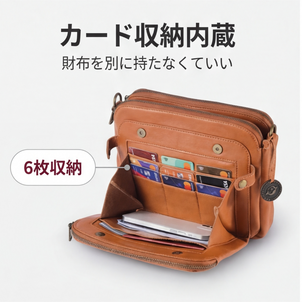 AUREMI™ 3区画ショルダーバッグ（ウォレット内蔵）