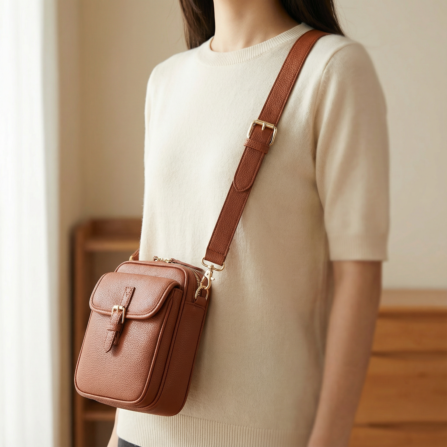 AUREMI™ 3層収納ショルダーバッグ