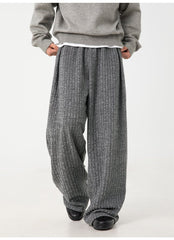 AUREMI™ リブワイドパンツ（ゆったりフィット・美脚）